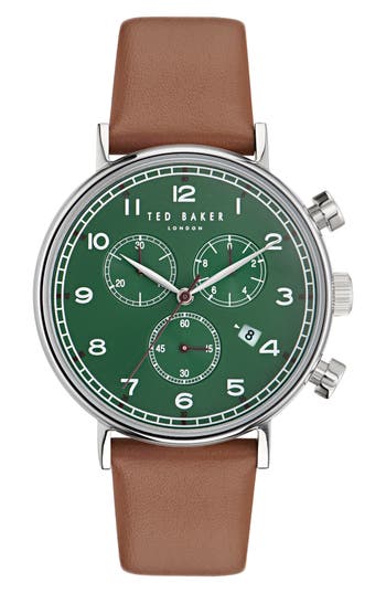 Ted Baker Men's Barnett Backlight Stainless Steel & Leather Chronograph Watch/41mm