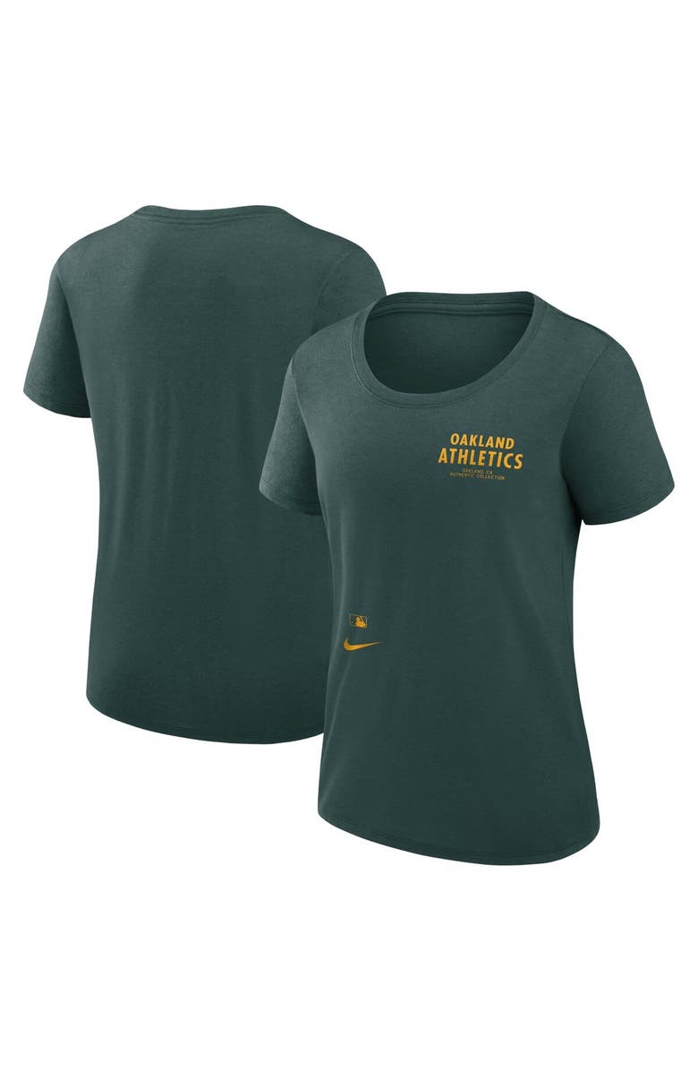 Nike Women's Nike Green Oakland Athletics Authentic Collection Performance Scoop Neck T-Shirt, Main, color, 