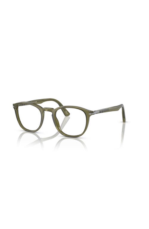 Persol 49mm Round Optical Glasses In Green
