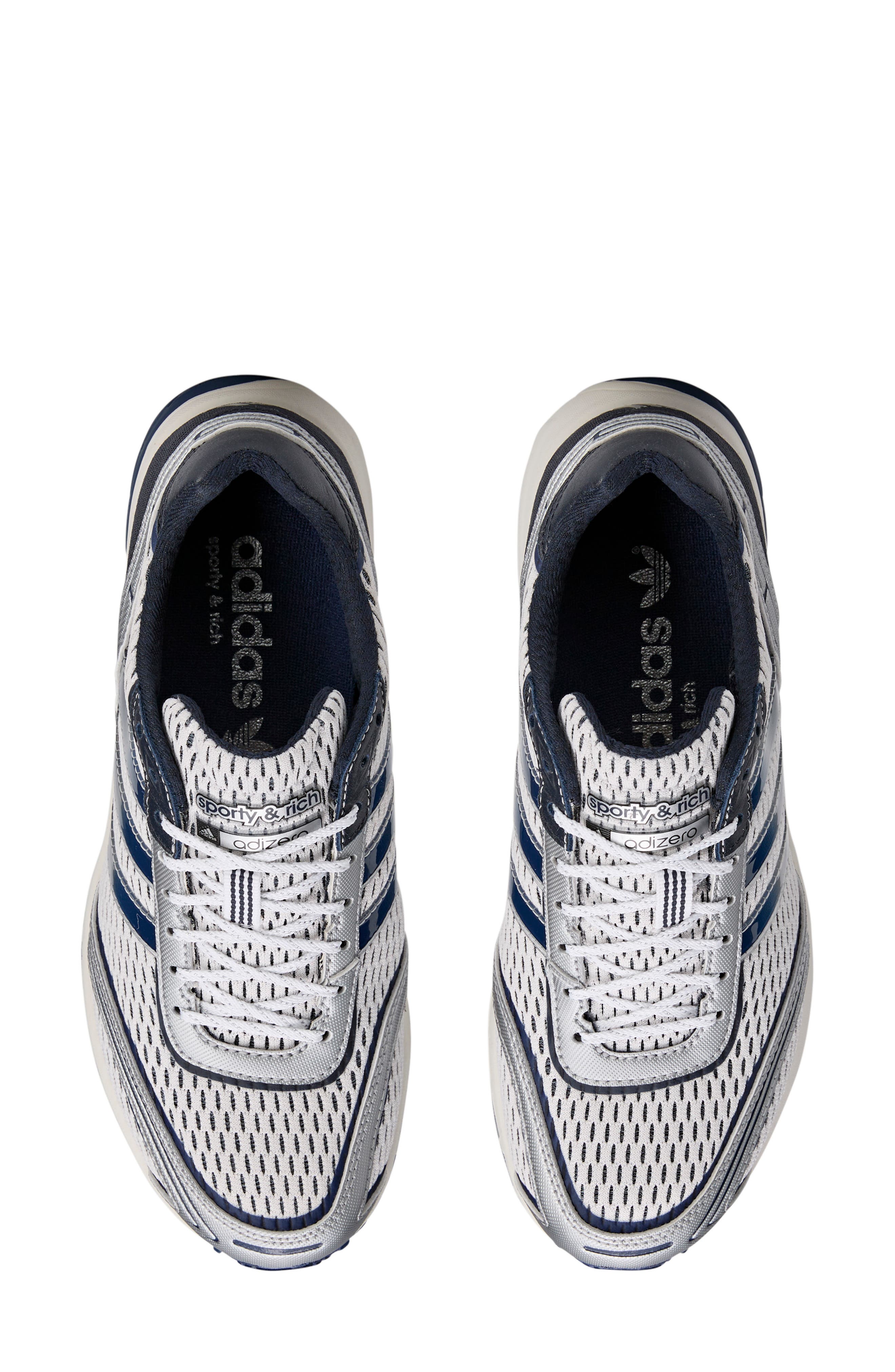 adidas x Sporty & Rich Adizero Adios Running Shoe, Alternate, color, White/ Collegiate Navy