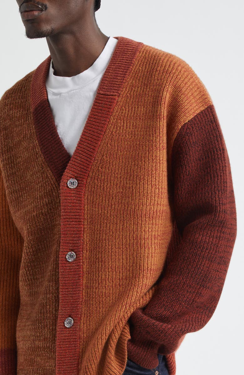 Waste Yarn Project Patti Colorblock Wool Blend Cardigan, Alternate, color, Tonal Brown