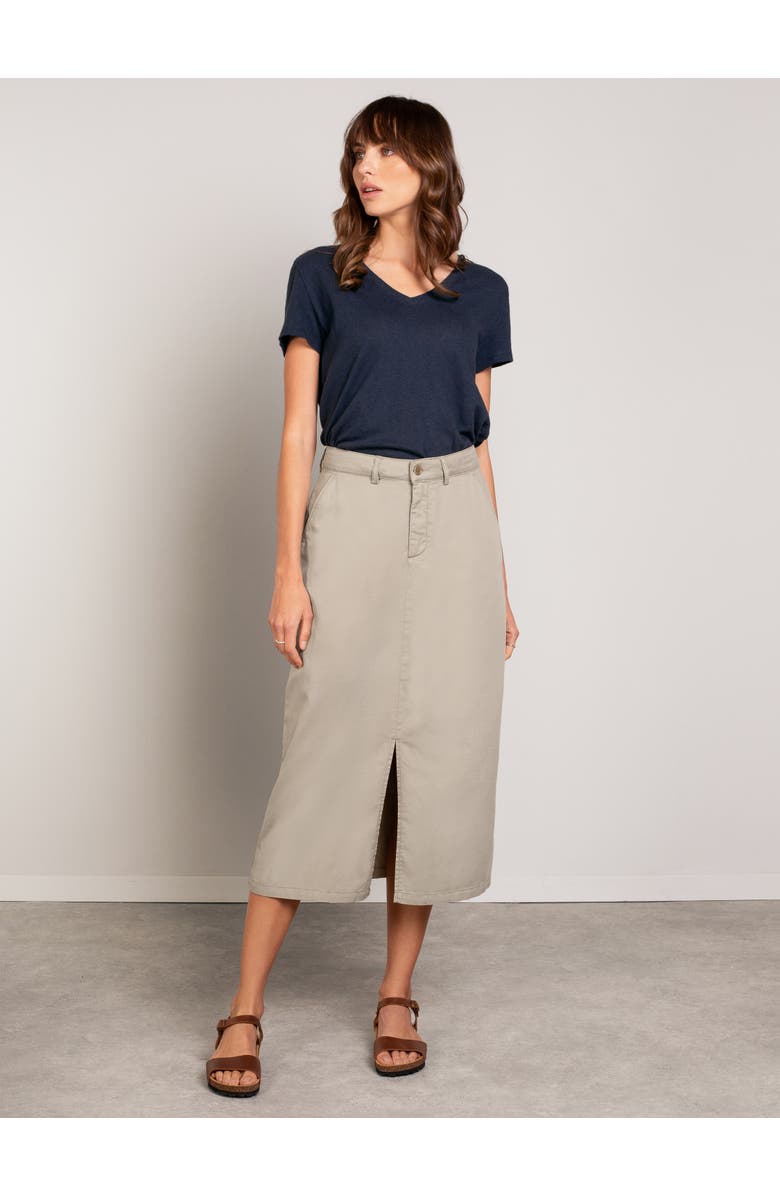 Celtic & Co. Twill Midi Skirt, Alternate, color, Stone