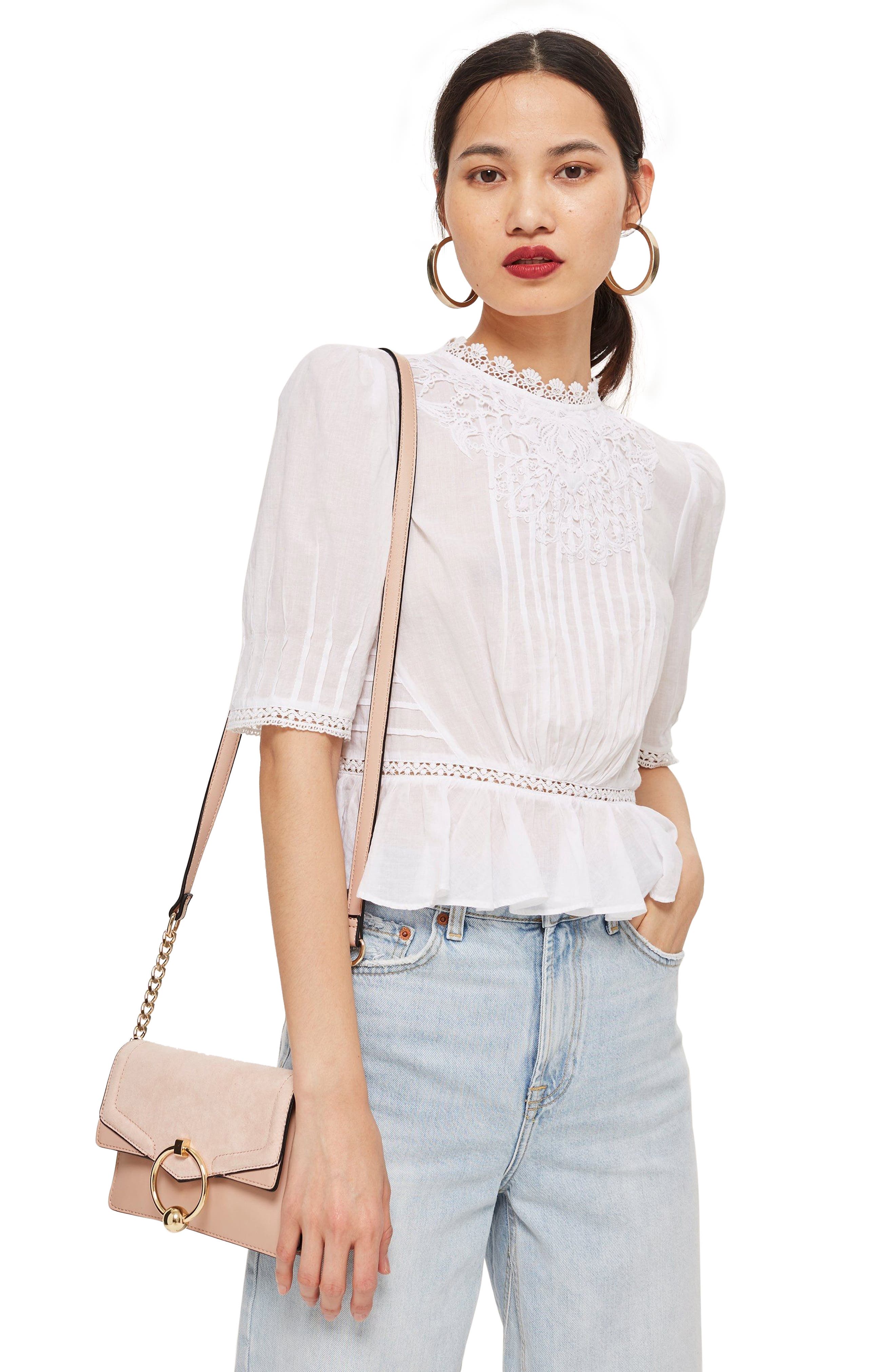 Topshop Seline Faux Leather Crossbody Bag, Alternate, color, 