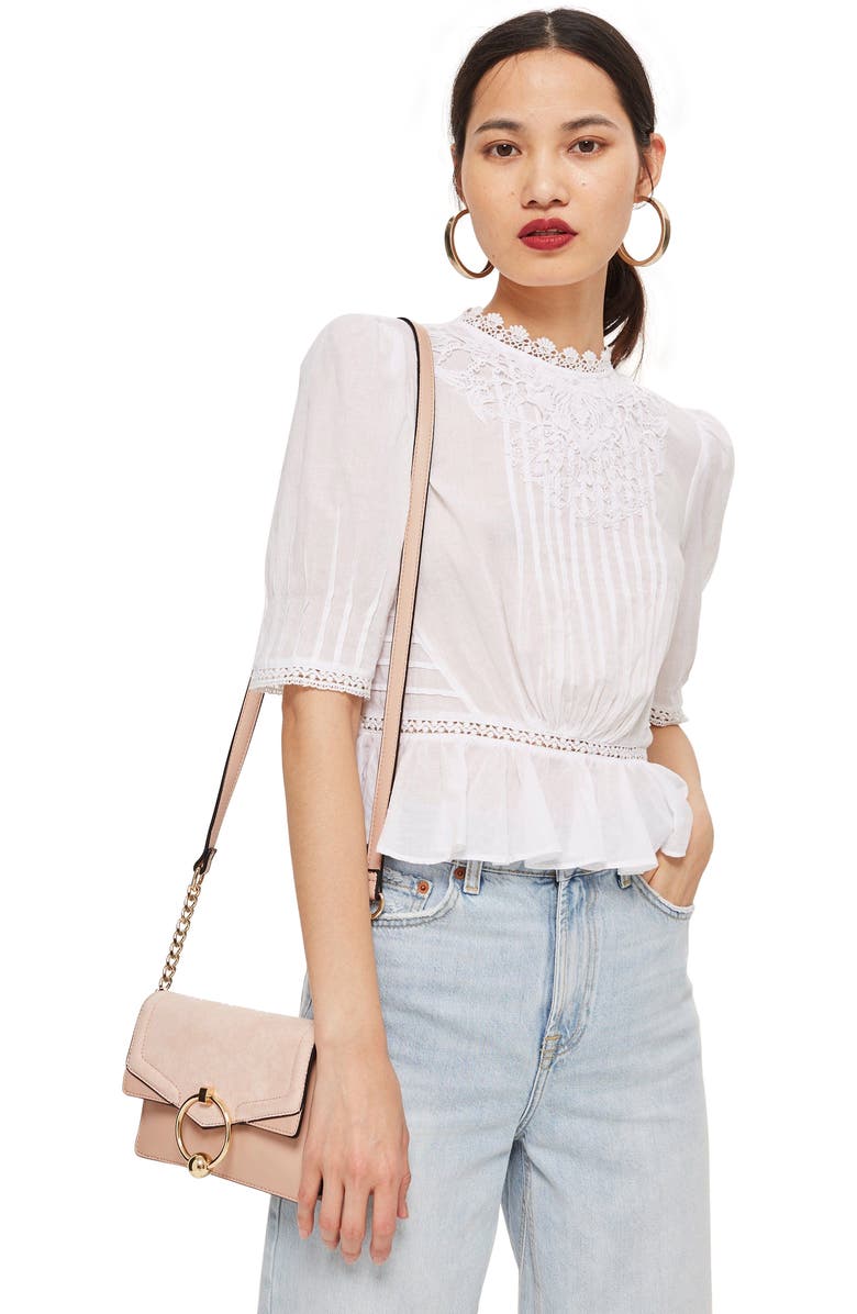 Topshop Seline Faux Leather Crossbody Bag, Alternate, color,