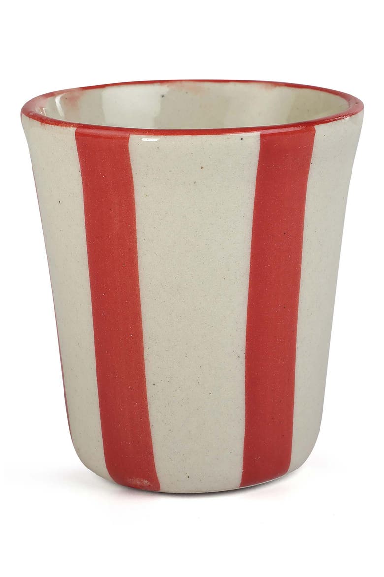 Stripe Ceramic Drinking Glass, Main, color, RED