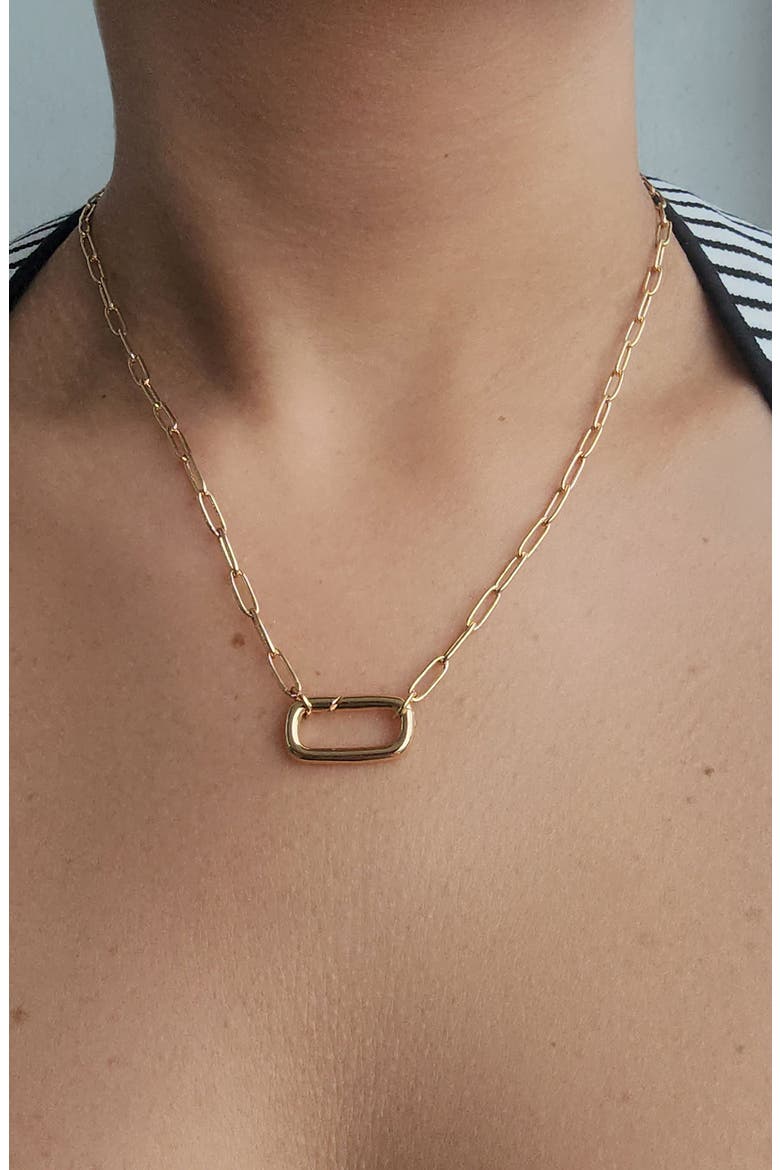 Lock Charm Necklace, Alternate, color, GOLD