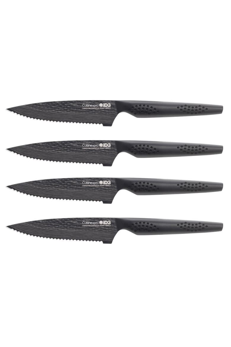 iD3® BLACK SAMURAI  4-Piece Steak Knife Set, Main, color, Black