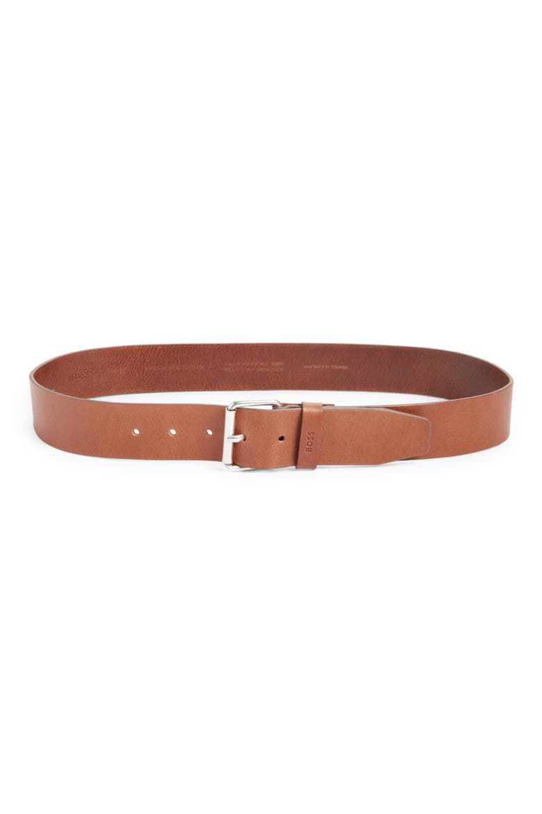 Leather Belt, Main, color, MEDIUM BROWN
