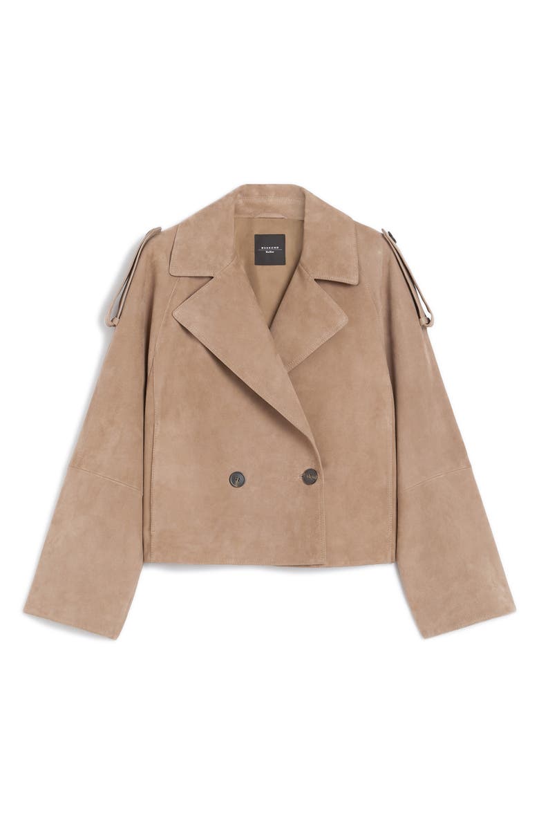 Weekend Max Mara Double Breasted Leather Jacket, Alternate, color, Marron Glace