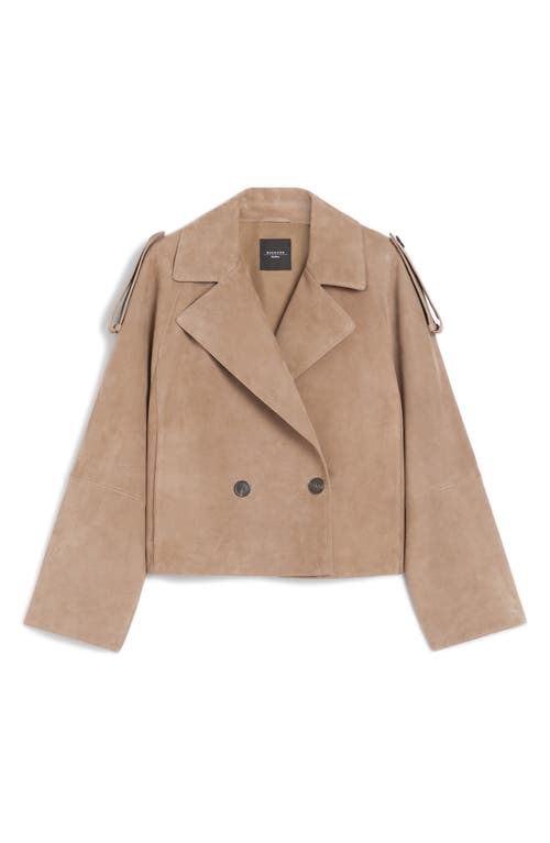Weekend Max Mara Omens Marron Glace Maga Crop Suede Jacket In Brown