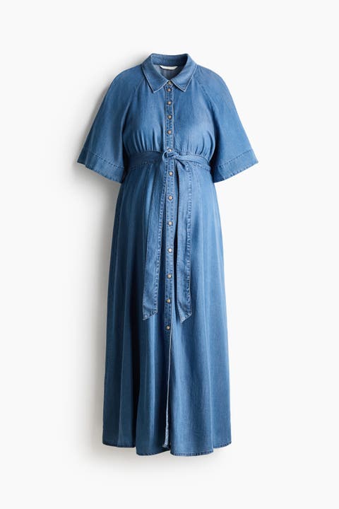 Mama Tie-belt Denim Dress