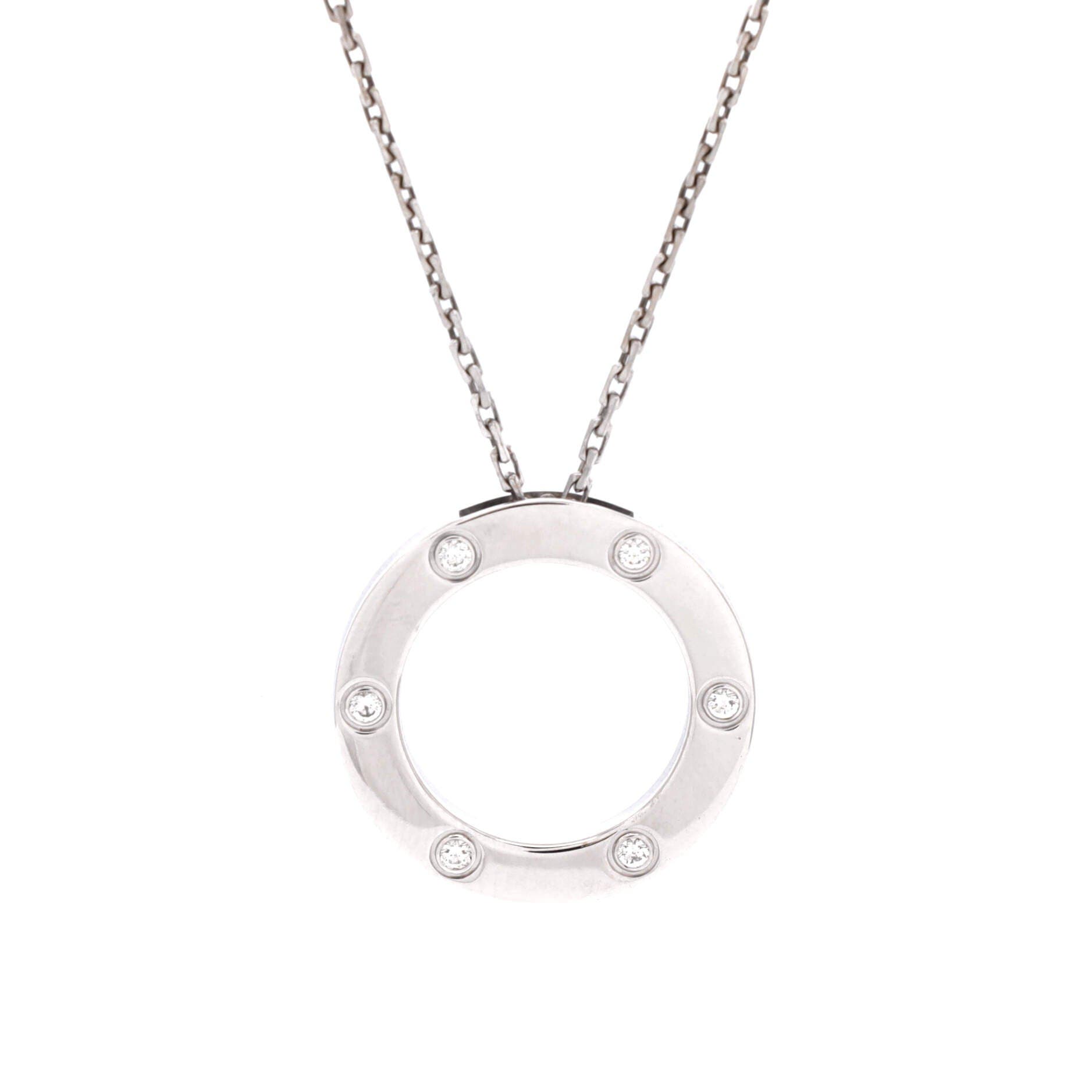 6 Diamonds Love Pendant Necklace 18K White Gold and Diamonds, Alternate, color, Metallic Gold