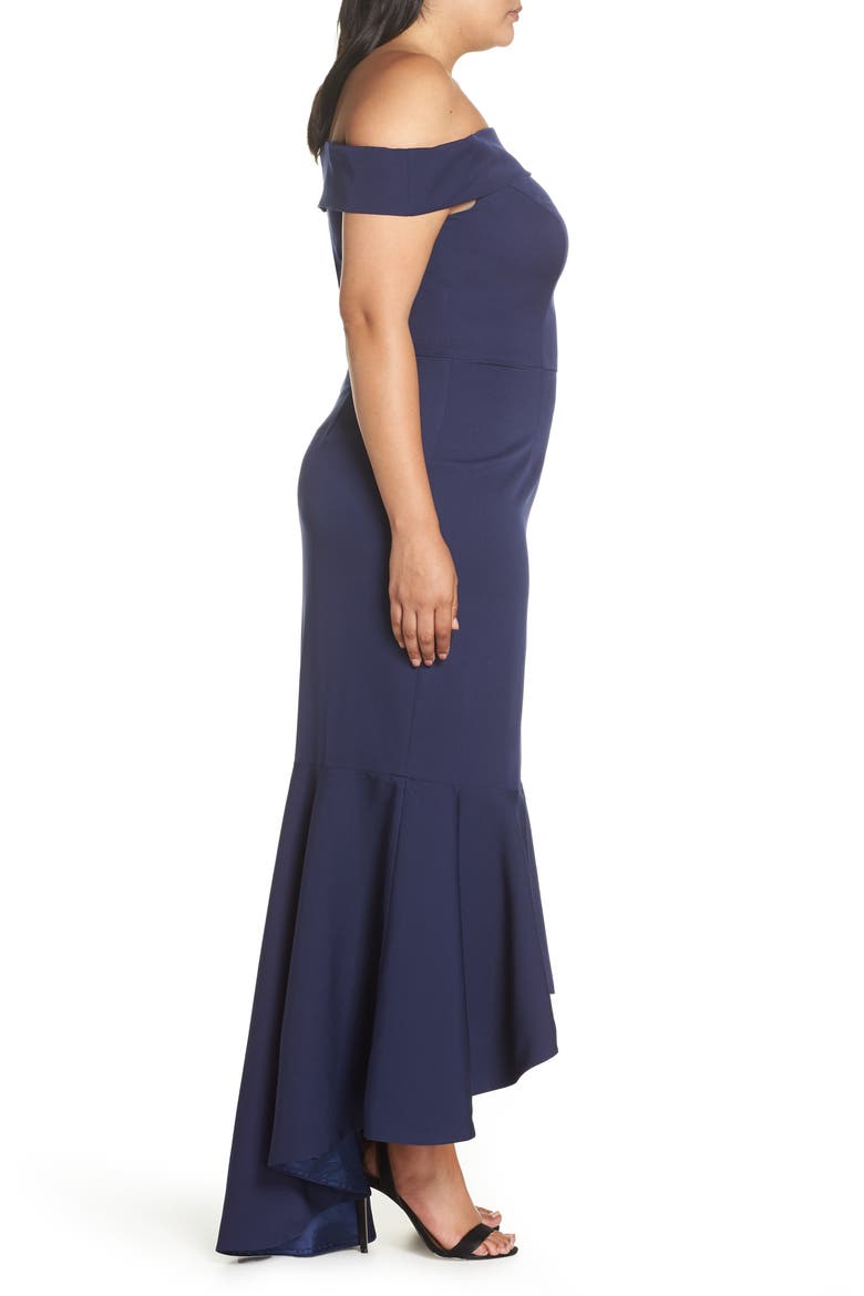 Off the Shoulder Dress, Alternate, color, NAVY