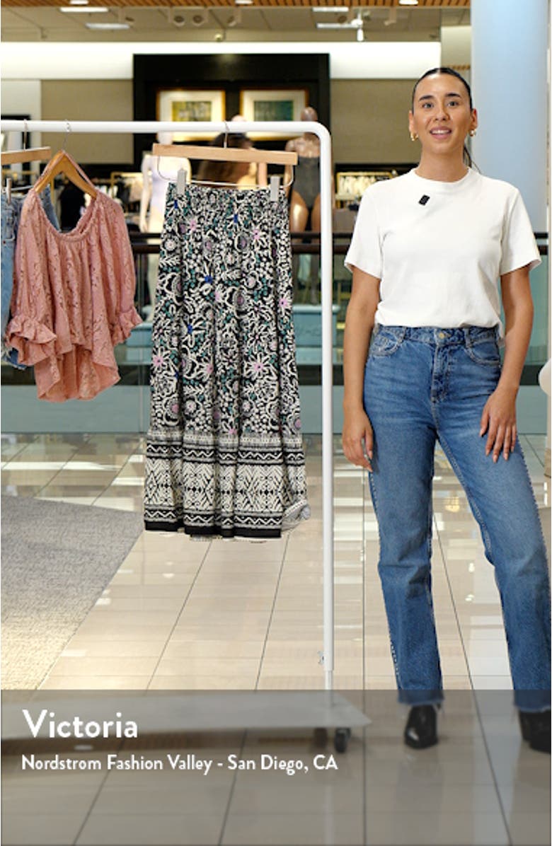 Floral Smocked Midi Skirt, sales video thumbnail