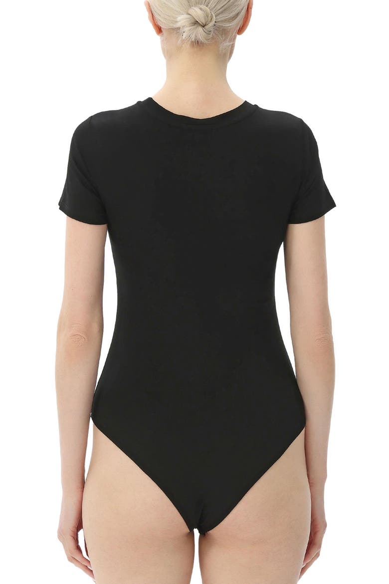 Women's Crew Neck Basic Bodysuit, Alternate, color, Black