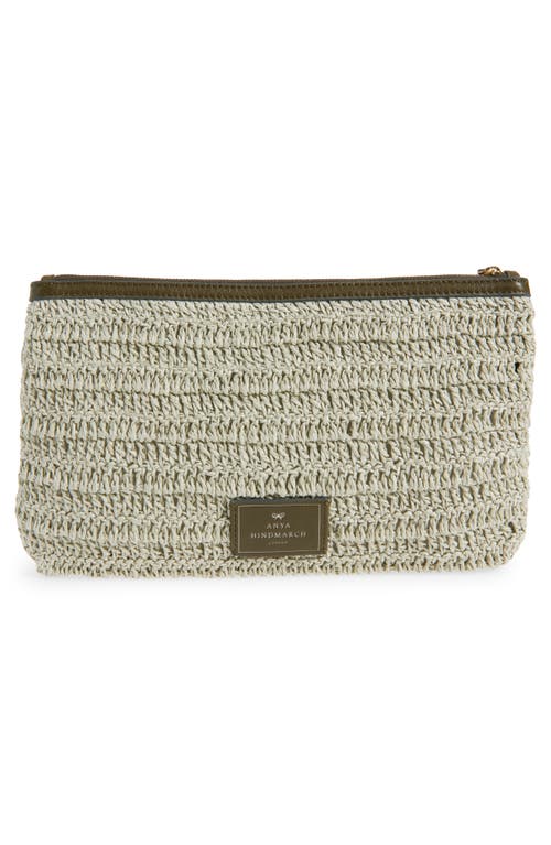 Anya Hindmarch Wink Woven Raffia Pouchette In Gray