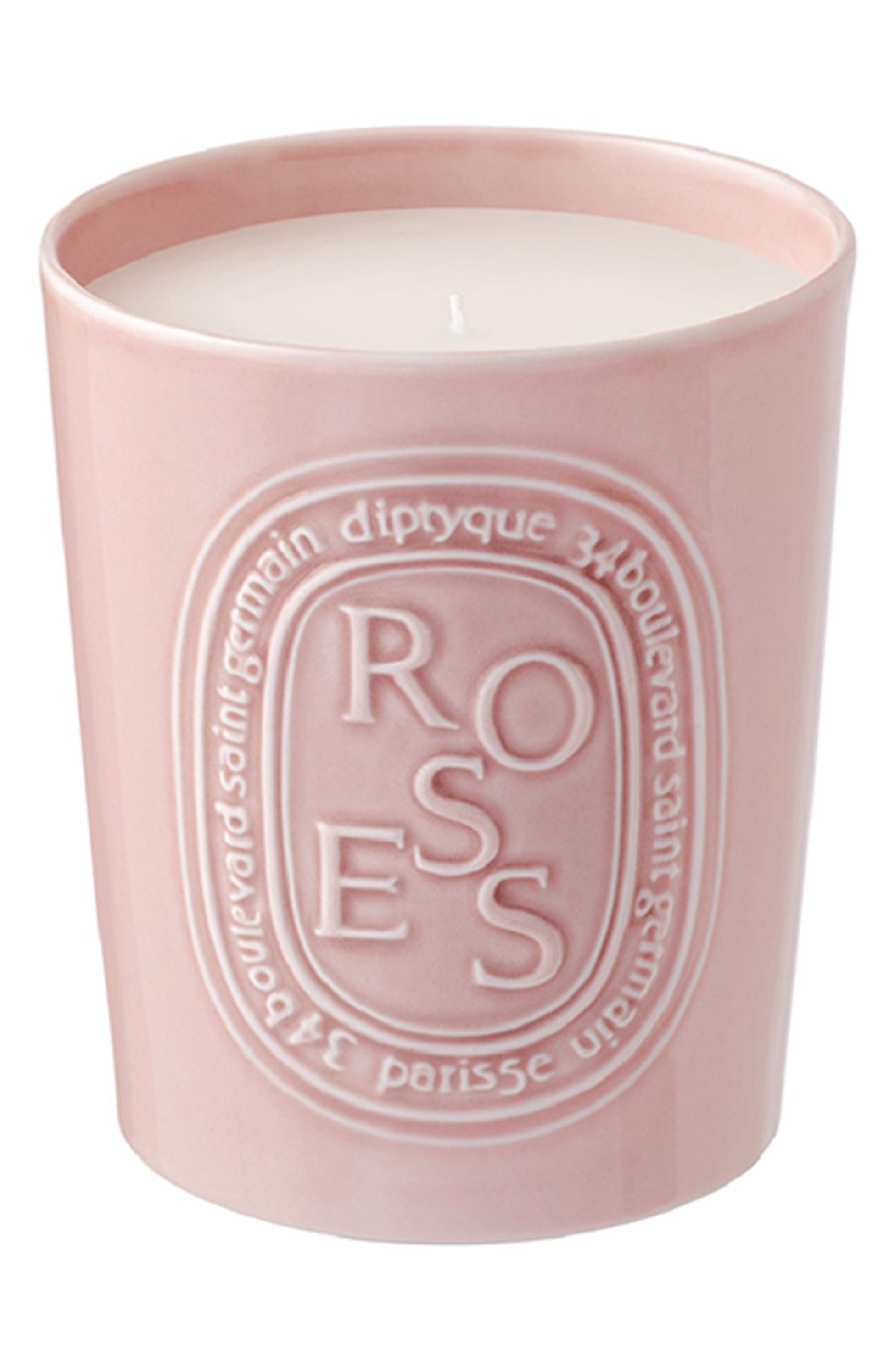 pink large rose candle