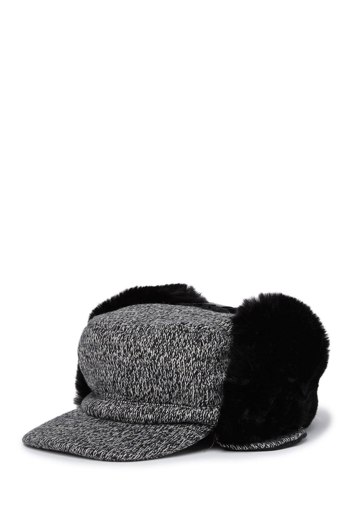 SURELL Plaid Faux Fur Topper Hat