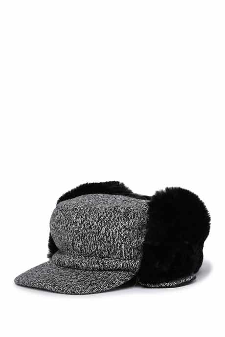 SURELL Plaid Faux Fur Topper Hat