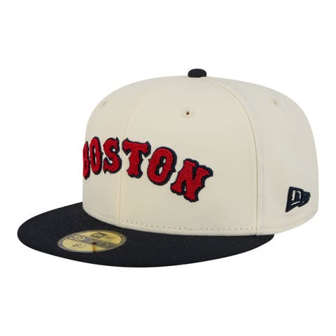 Men's New Era  Cream Boston Red Sox Two-Tone Stitch 59FIFTY Fitted Hat