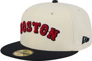 New Era Men's New Era  Cream Boston Red Sox Two-Tone Stitch 59FIFTY Fitted Hat