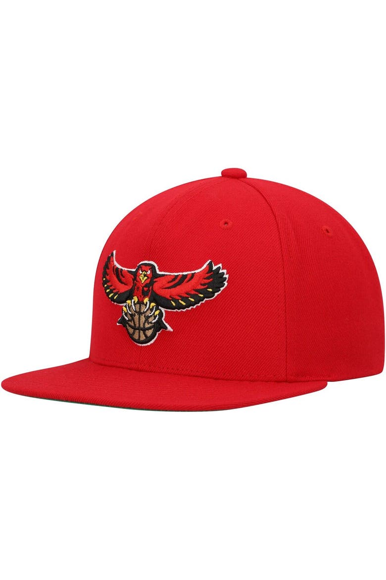 Men's Mitchell & Ness Red Atlanta Hawks Hardwood Classics Team Ground 2.0 Snapback Hat, Main, color, Red