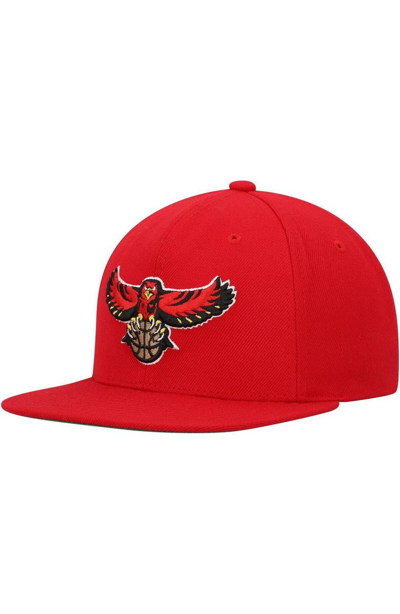 Mitchell & Ness Men's Mitchell & Ness Red Atlanta Hawks Hardwood Classics Team Ground 2.0 Snapback Hat, Main, color, Red