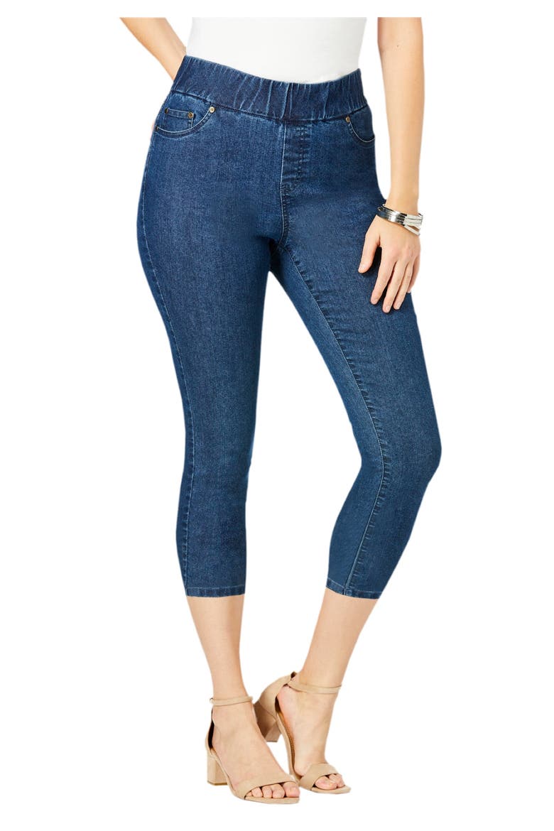 Comfort Waist Stretch Denim Capris, Main, color, MEDIUM STONEWASH