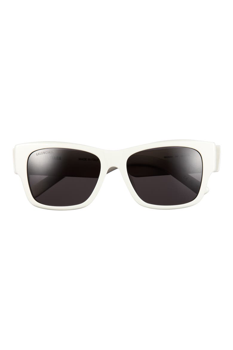 56mm Square Sunglasses, Main, color, WHITE WHITE GREY