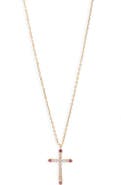 Argento Vivo Sterling Silver Cubic Zirconia Cross Pendant Necklace