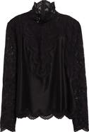 Rabanne Mock Neck Lace & Satin Top