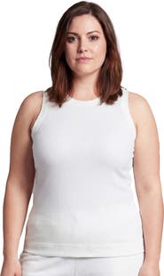 24seven Comfort Apparel Curvy Basic Ribbed Knit Round Neck Sleeveless Tank Top