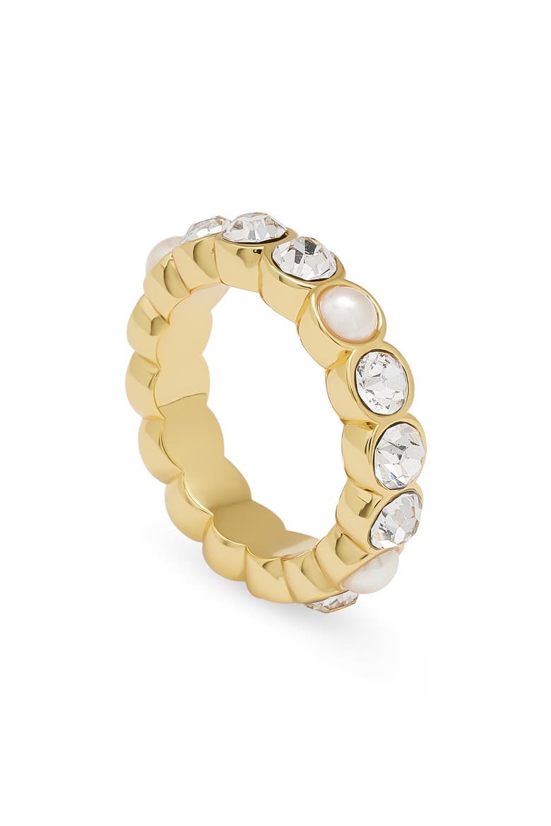 Crystal & Faux Pearl Eternity Ring, Alternate, color, PEARL