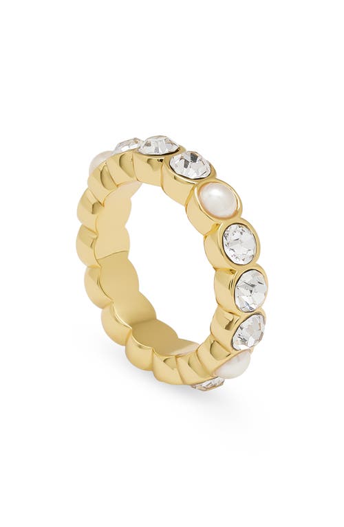 KURT GEIGER KURT GEIGER LONDON CRYSTAL & FAUX PEARL ETERNITY RING 