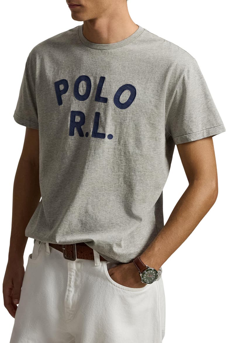 Classic Fit Logo Appliqué Cotton T-Shirt, Main, color, DARK SPORT HEATHER