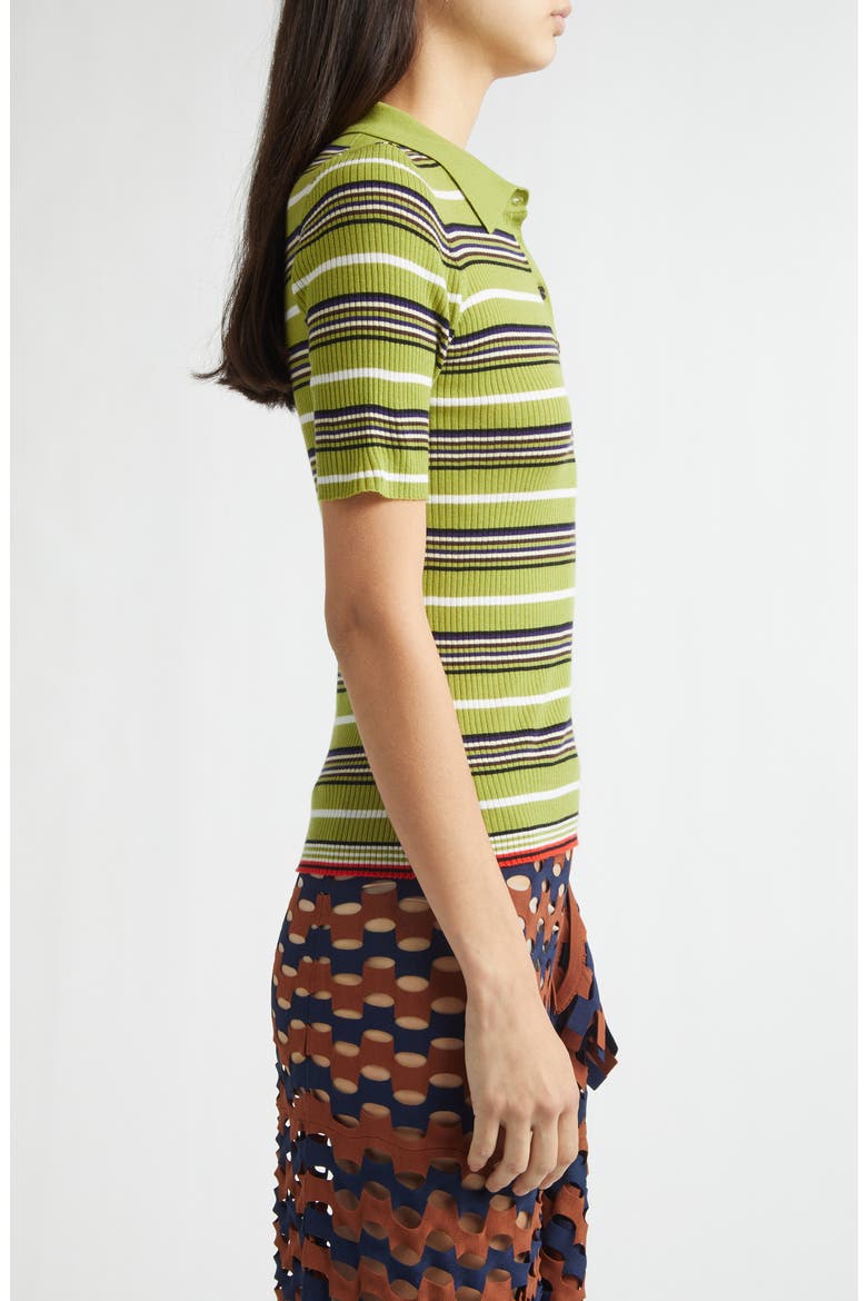 Janis Stripe Wool Rib Polo, Alternate, color, ALOE