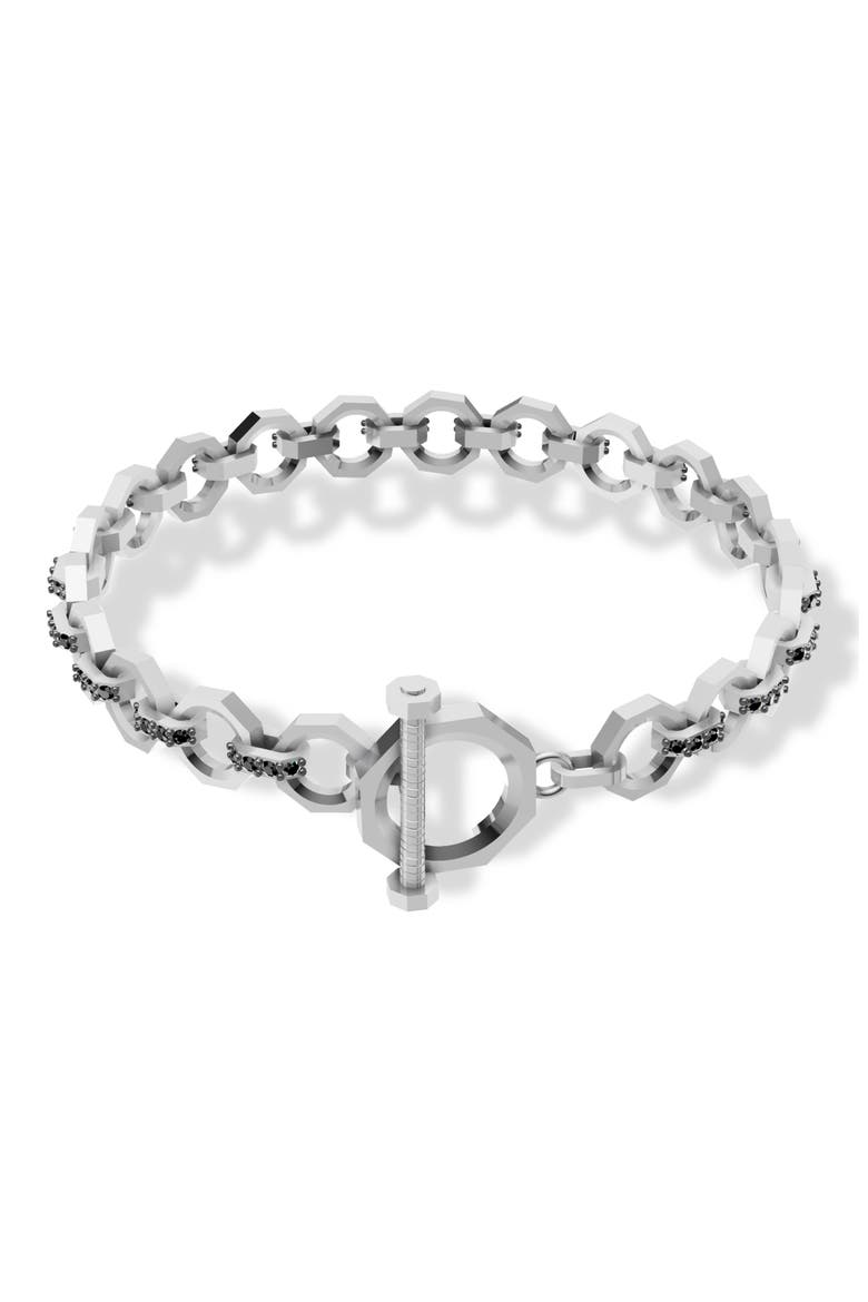 Hex Nut Lab Grown Diamond Toggle Bracelet, Main, color, SILVER