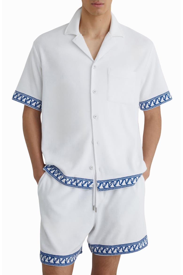 Bleeker Geometric Embroidered Top, Main, color, WHITE