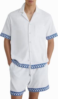Reiss Bleeker Geometric Embroidered Top