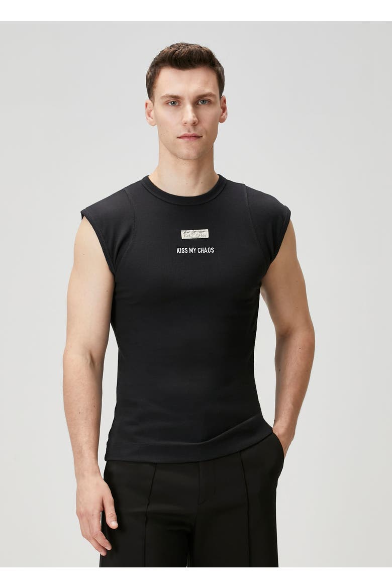 Rib Tank Top With Patch, Alternate, color, BLACK