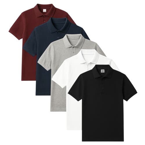 Benben Mens Short Sleeve Pique Polo Shirts 5 Pack