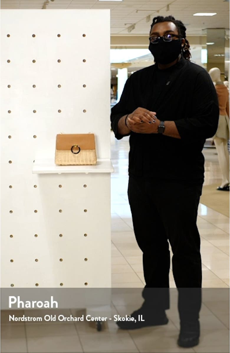 Janiya Faux Leather & Woven Rattan Crossbody Bag, sales video thumbnail