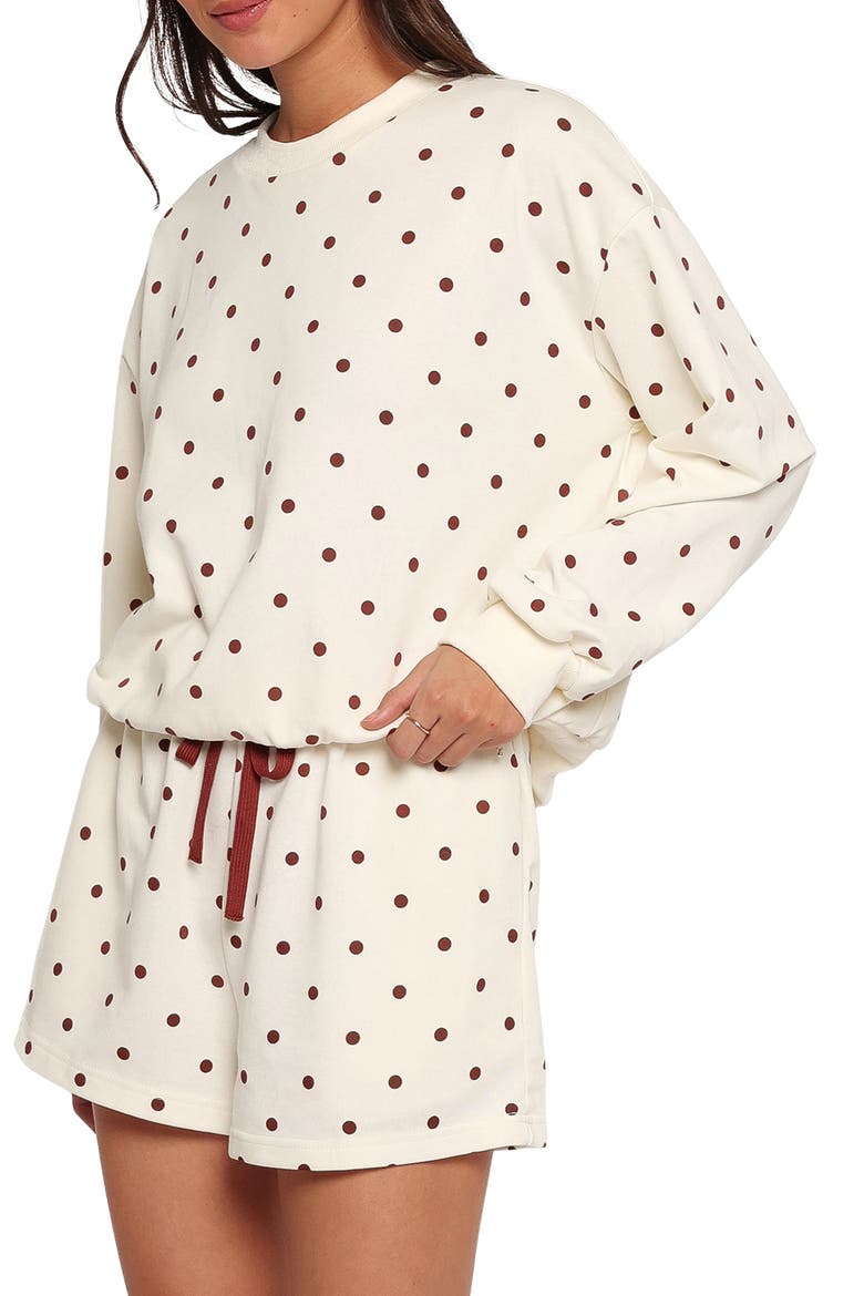 Novie Polka Dot Sweatshirt, Alternate, color, BROWN POLKA DOT