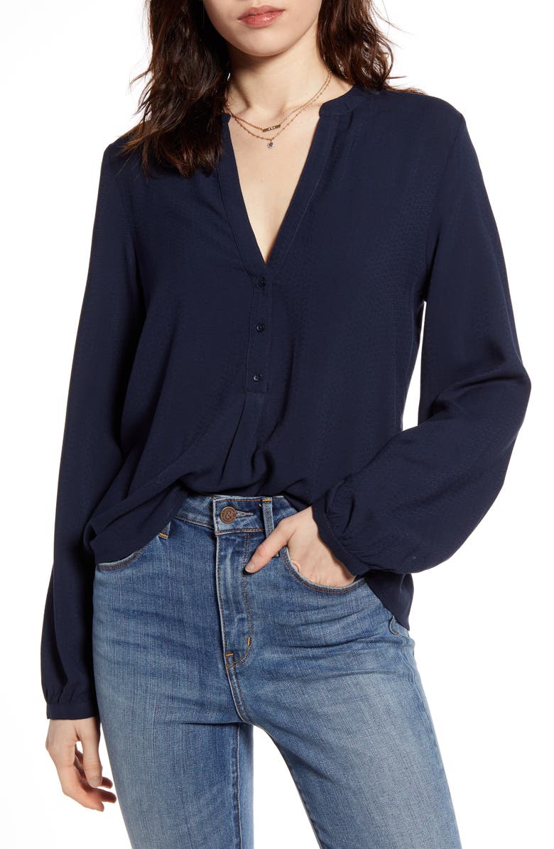Treasure & Bond Popover Long Sleeve Blouse, Main, color, 