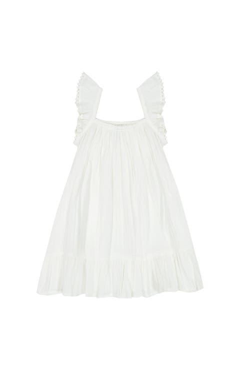Mini Eva Girl's Ruffle Dress White