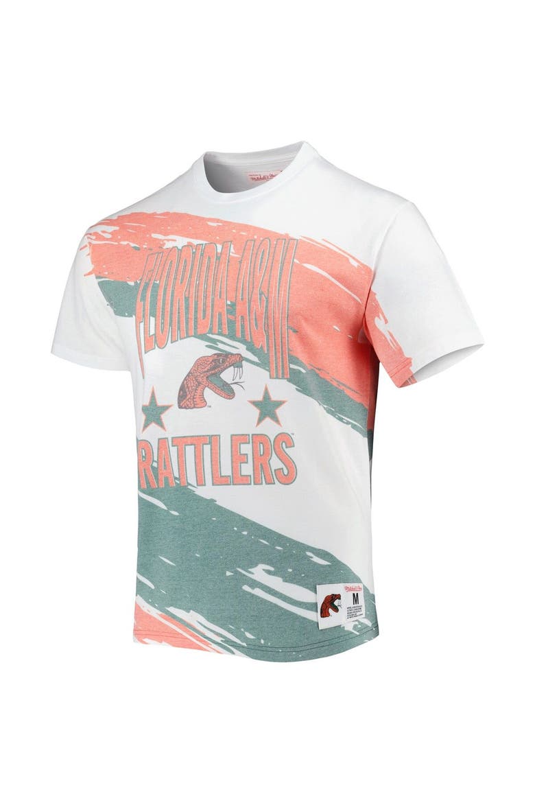 Men's Mitchell & Ness White Florida A&M Rattlers Paintbrush Sublimated T-Shirt, Alternate, color, White