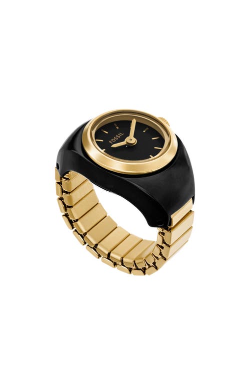 Fossil Ring Watch, 15mm In Black/gold