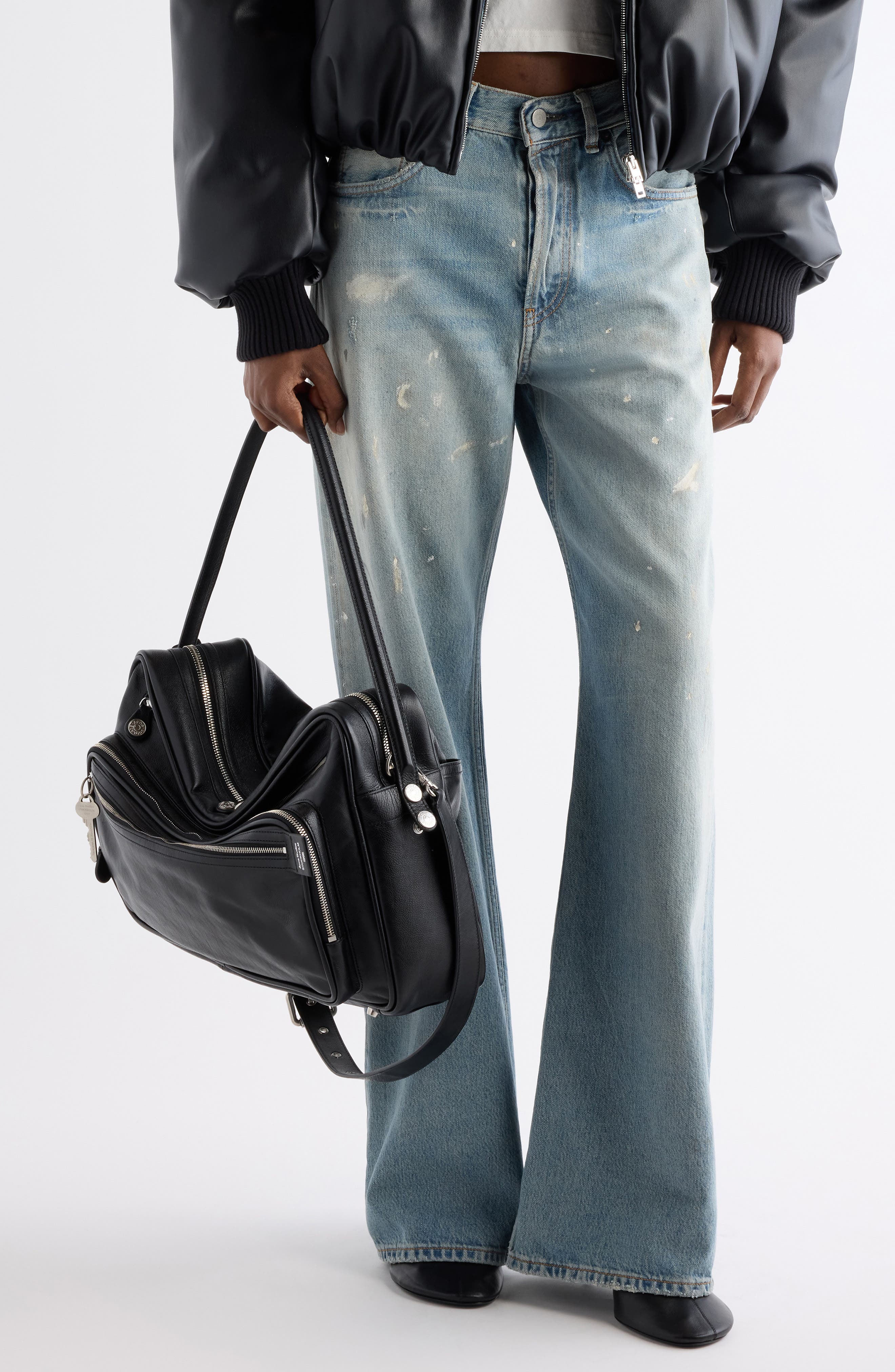 Acne Studios Medium Camero Leather Shoulder Bag, Alternate, color, 