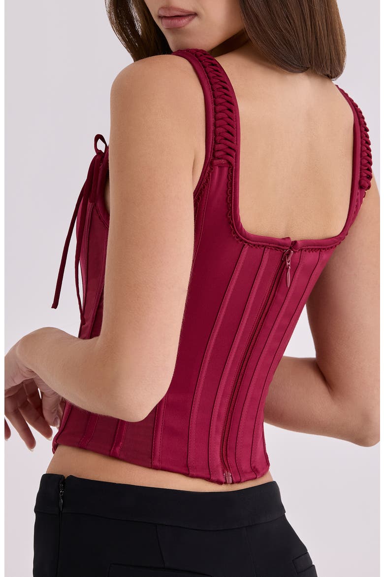 Iman Satin Corset Top, Alternate, color, WINE