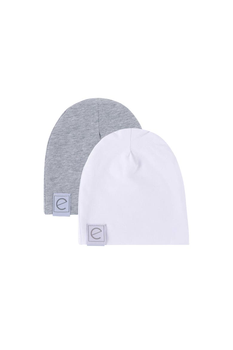 Jersey Cotton Baby Beanie Hat Set 2-Pack, Main, color, Heather Grey & White